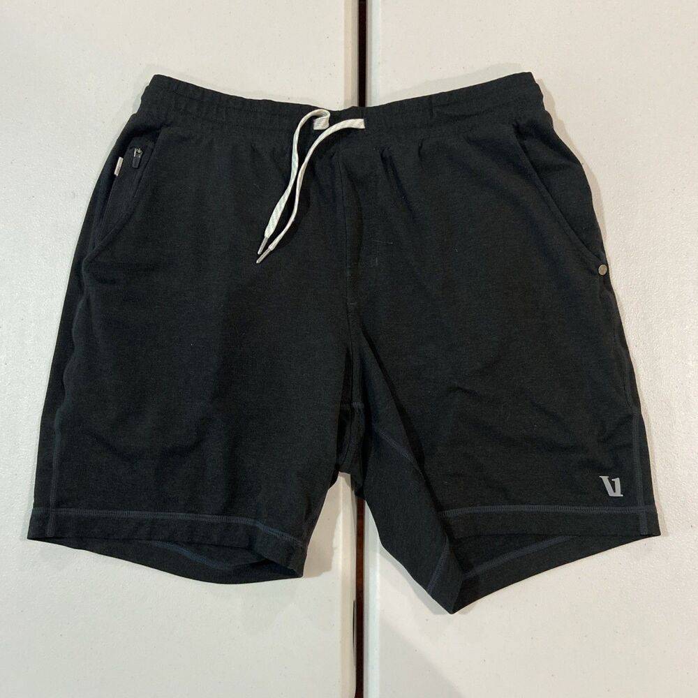 Vuori Men’s Sz M Black Drawstring Athletic Lounge Shorts Zip Pocket V344